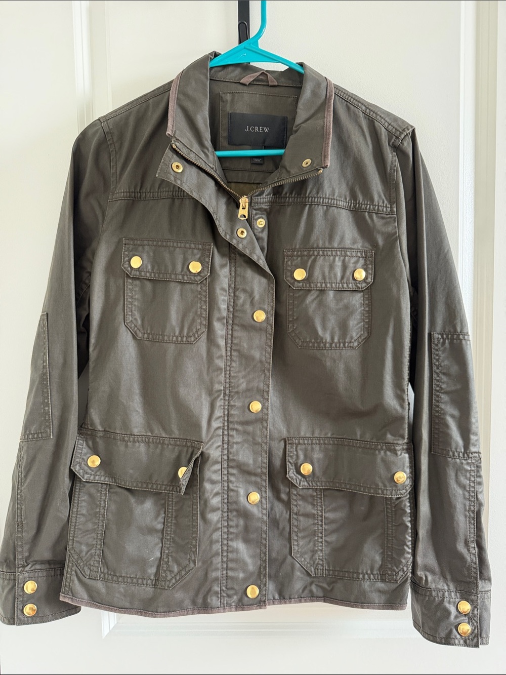 J. Crew Olive Utility Jacket with Gold-Tone Hardware